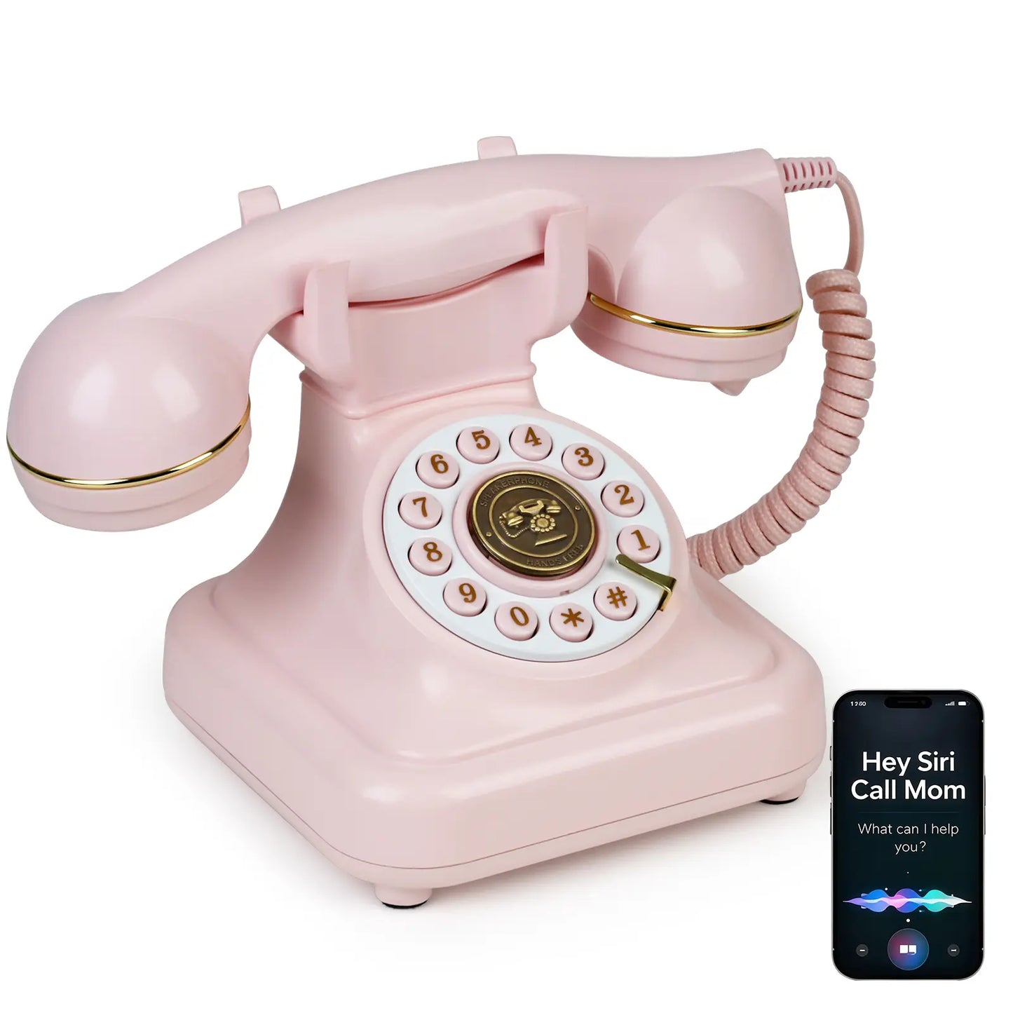 SANGYN Bluetooth Retro Landline Phone with Voice Assistant, Compatible with Android & Ios, Wireless Physical Home Telephone with Speakerphone & Volume Control, Black
