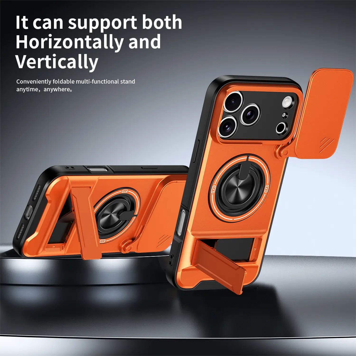 OREKROY Magnetic Case for Iphone 17 Pro Max 16/15/14/13/12 Pro Max ,Slide Camera Cover, 360° Rotating Ring Stand, Magsafe Compatible,Military-Grade Shockproof Protective Cover, Heavy Duty Rugged Armor Drop Protection Kickstand Case for Hands-Free Viewing