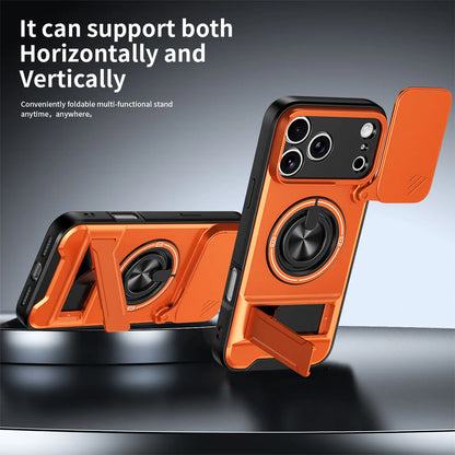 OREKROY Magnetic Case for Iphone 17 Pro Max 16/15/14/13/12 Pro Max ,Slide Camera Cover, 360° Rotating Ring Stand, Magsafe Compatible,Military-Grade Shockproof Protective Cover, Heavy Duty Rugged Armor Drop Protection Kickstand Case for Hands-Free Viewing