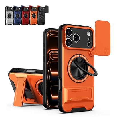 OREKROY Magnetic Case for Iphone 17 Pro Max 16/15/14/13/12 Pro Max ,Slide Camera Cover, 360° Rotating Ring Stand, Magsafe Compatible,Military-Grade Shockproof Protective Cover, Heavy Duty Rugged Armor Drop Protection Kickstand Case for Hands-Free Viewing