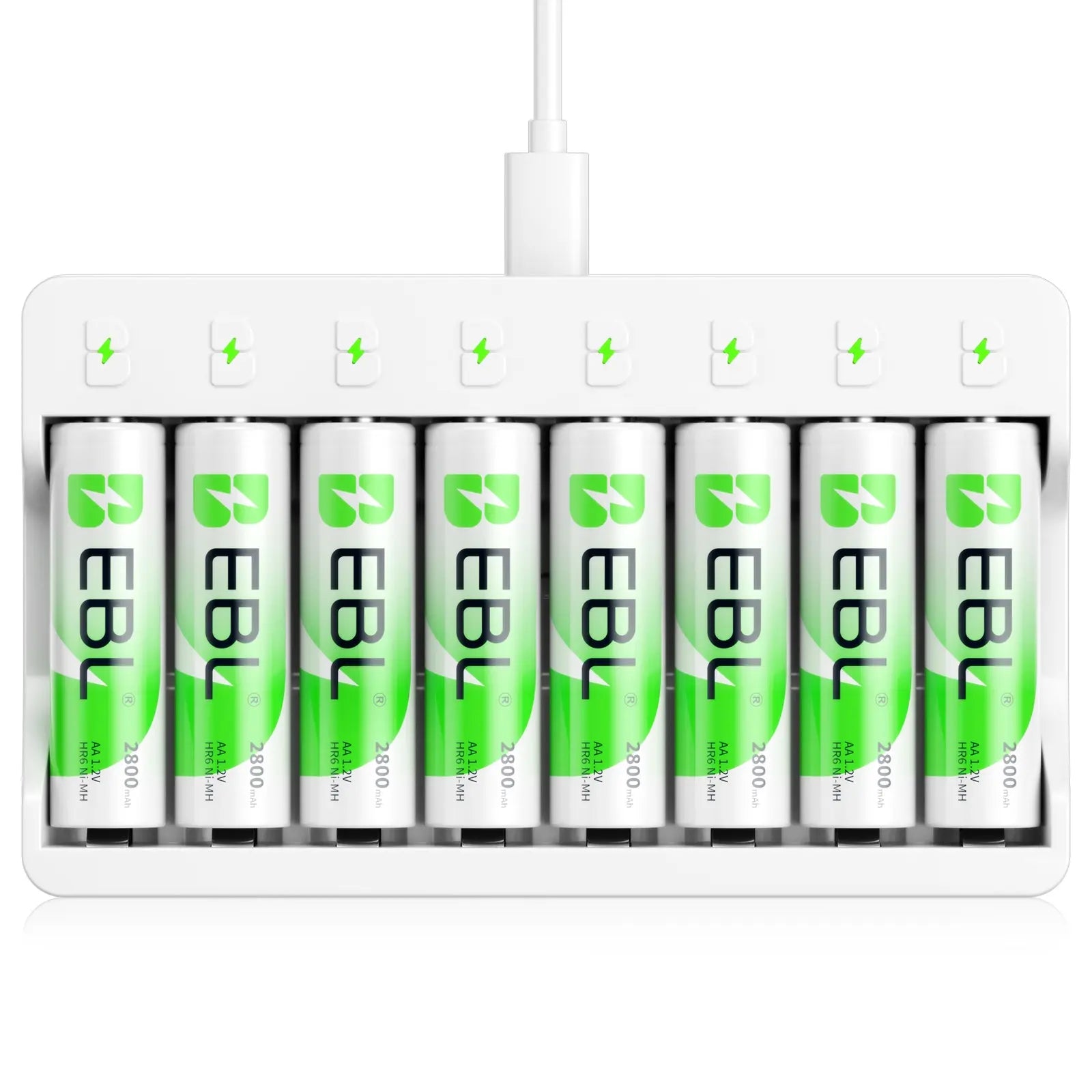 EBL AA AAA Rechargeable Batteries with Upgraded 808 Individual Charger, 1.2V 2800Mah Double a Batteries,Long Lasting Recharerble AA AAA Ni-Mh Battery with Integrated Charing Storage Box