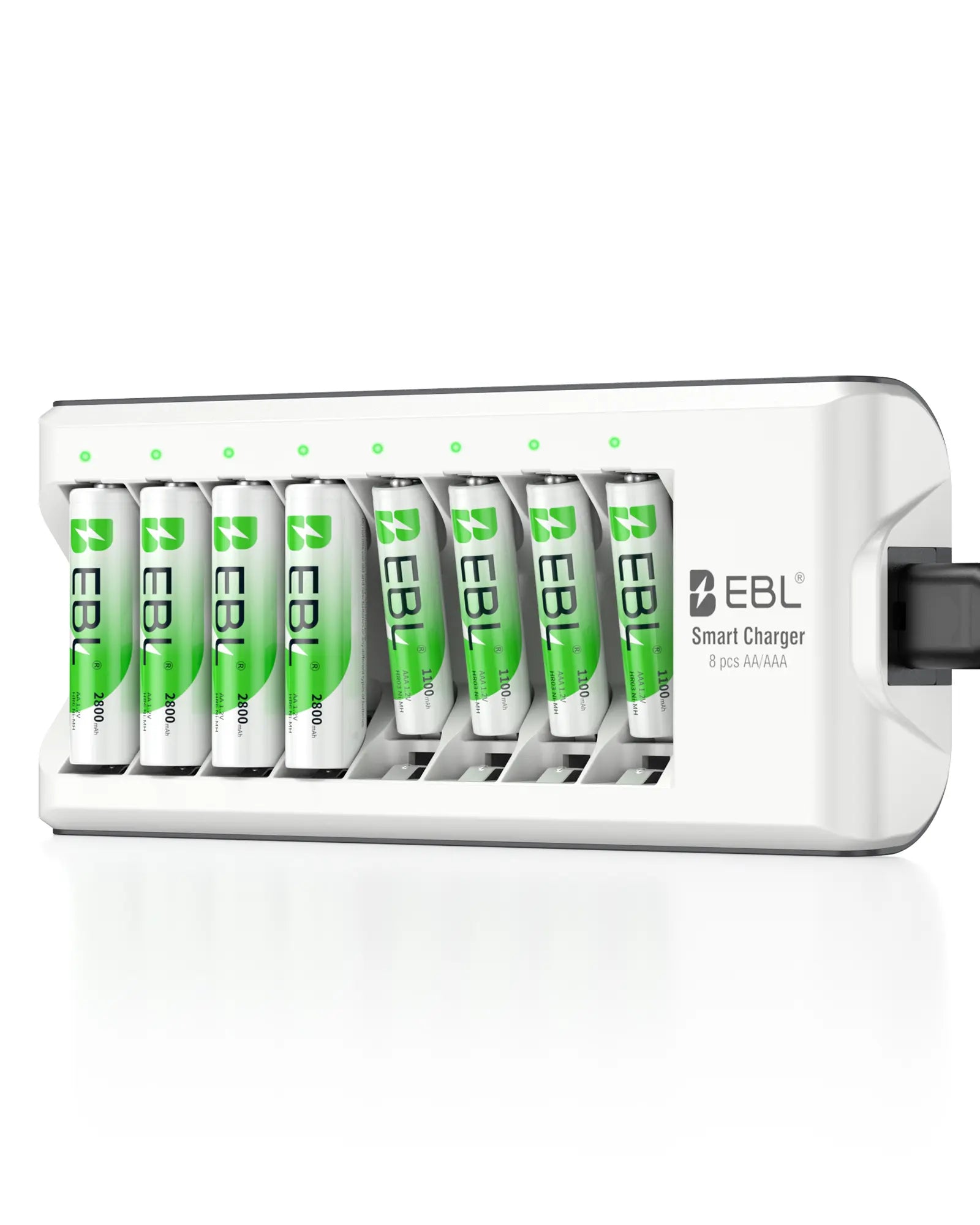 EBL AA AAA Rechargeable Batteries with Upgraded 808 Individual Charger, 1.2V 2800Mah Double a Batteries,Long Lasting Recharerble AA AAA Ni-Mh Battery with Integrated Charing Storage Box