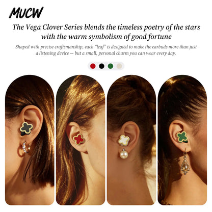 MUCW Four-Leaf Clover Wireless In-Ear Earbuds Bluetooth 6.0 Noise Reduction for Calls Long Battery Life Compatible with Android and Ios Ideal Gift for Girls Designed Specifically for Women