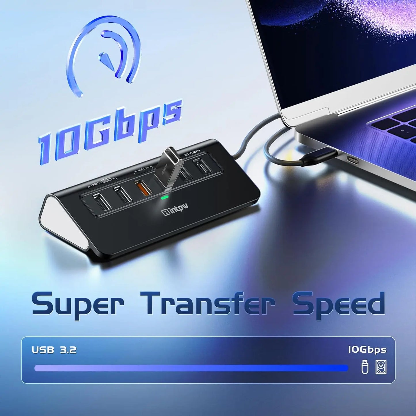 Intpw P9R PRO 10-In-1 USB C Docking Station 10Gbps 4K@60Hz HDMI Ethernet 100W PD SD TF for Laptop Iphone 17 Mac