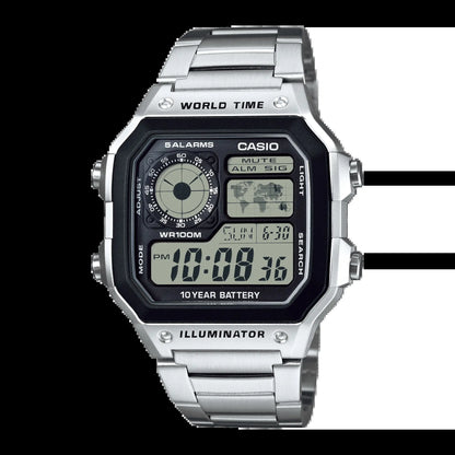 AE1200 | World Time Digital Watch | CASIO