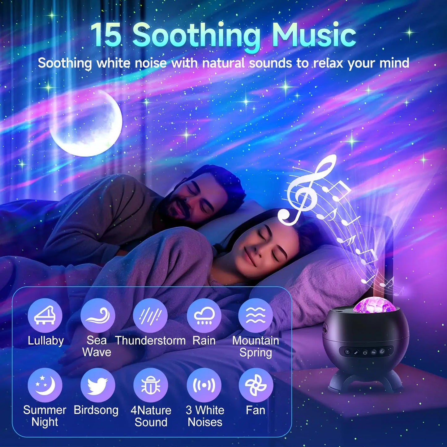 Birthday Gifts for Teen Girls & Boys - Northern Galaxy Light Projector with 15 White Noise Bluetooth Speaker, Trendy Stuff Aurora Night Light Bedroom Decor,Ambiance Light,Summergarden
