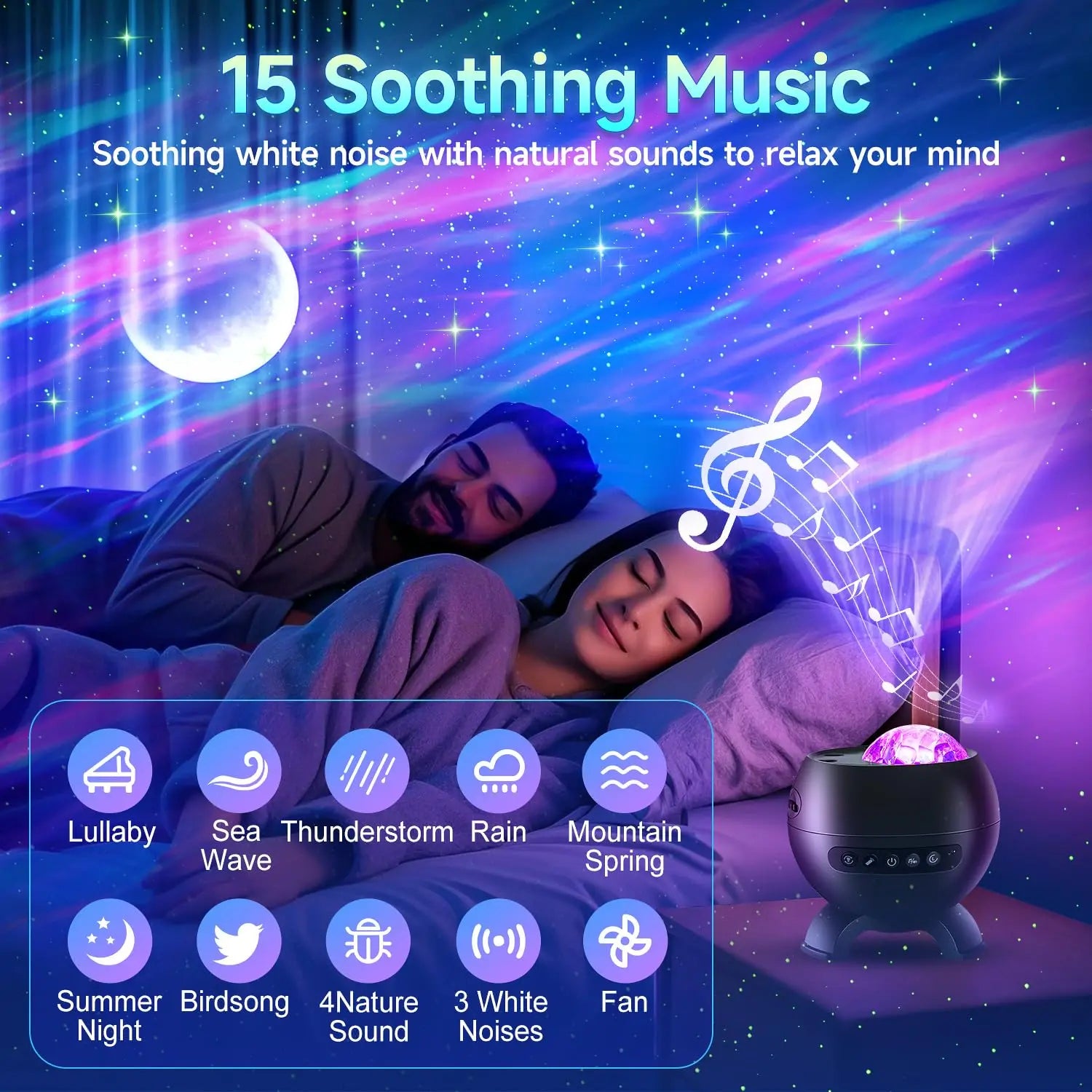 Birthday Gifts for Teen Girls & Boys - Northern Galaxy Light Projector with 15 White Noise Bluetooth Speaker, Trendy Stuff Aurora Night Light Bedroom Decor,Ambiance Light,Summergarden