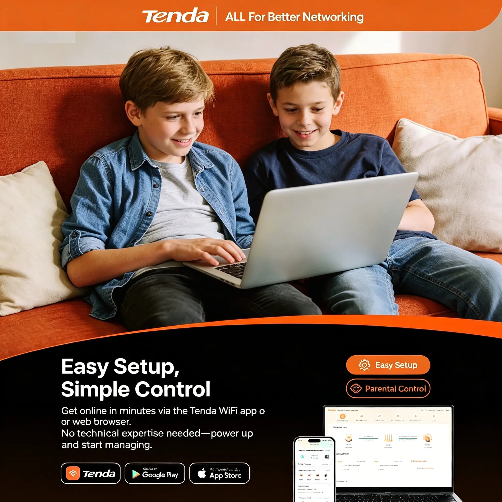 Tenda AX3000 Wifi 6 Router, Dual-Band Gigabit Wireless Router Internet for Home, VPN & Iot Network, Easymesh Compatible, OFDMA, MU-MIMO, NFC Tap-To-Connect (RX12 Pro), Reliable Internet Fast Gaming Router
