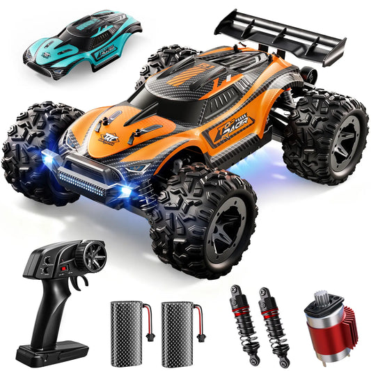 High Speed Remote Control Car 1:18 Carbon Brush RC Shark Design with USB Cable & Battery 2S/3S Motor 20 Mph/27 Mph All-Terrain Stunts Kids Gift