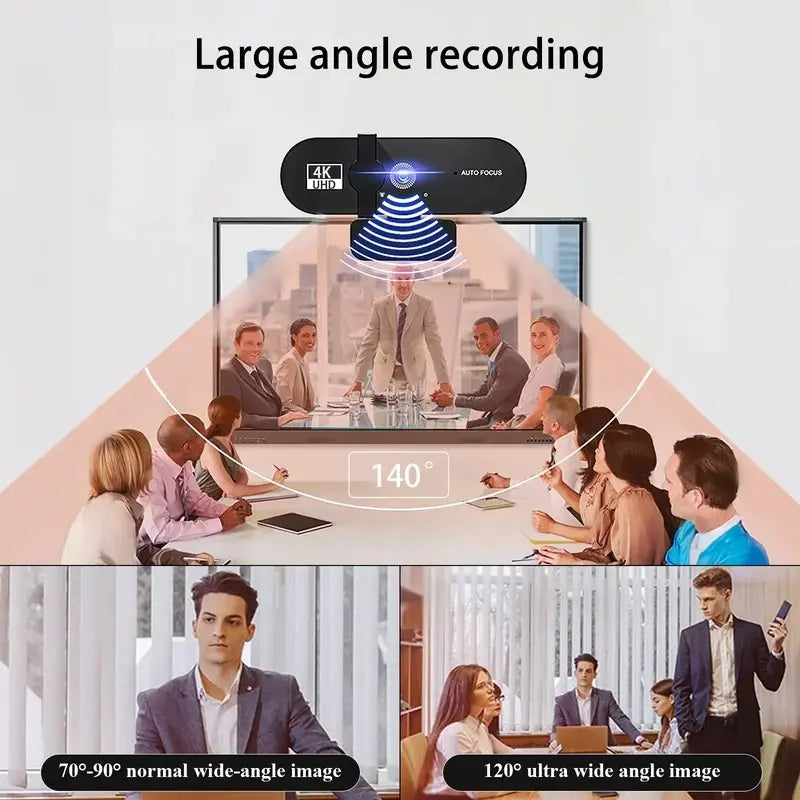 4K/1080P Network Camera with Privacy Cover, Auto Focus, Automatic Exposure, USB Webcam, 360° Rotating Universal Compatibility