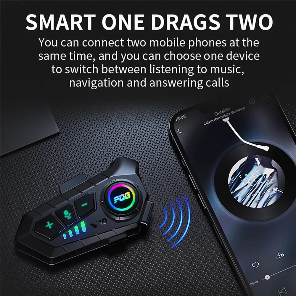 New Y10 Motorcycle Helmet Headphone, Motorcycle Accessory, Bluetooth-Compatible Voice Control, Waterproof, Rechargeable Battery, Long Lasting, Suitable for All Helmets