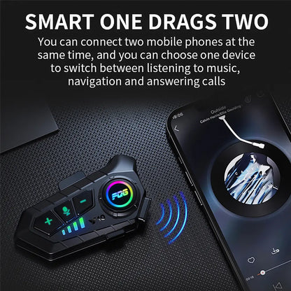 New Y10 Motorcycle Helmet Headphone, Motorcycle Accessory, Bluetooth-Compatible Voice Control, Waterproof, Rechargeable Battery, Long Lasting, Suitable for All Helmets