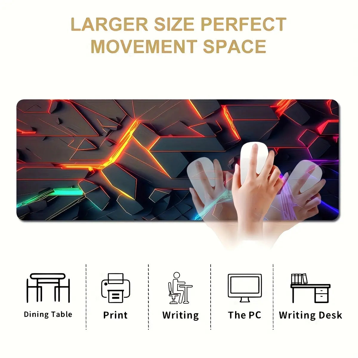 Ergonomic Premium Multipurpose Mouse Pad - 60X35Cm Multi-Size Desktop Accessory with 3D Lines, Durable Lighting, Precision-Stitched Edges, Non-Slip Backing (XL, XXL) for Gaming, Office Laptops, Gaming Items, Ergonomic Mouse Pad