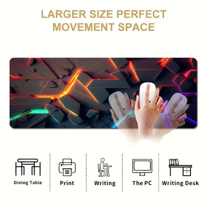 Ergonomic Premium Multipurpose Mouse Pad - 60X35Cm Multi-Size Desktop Accessory with 3D Lines, Durable Lighting, Precision-Stitched Edges, Non-Slip Backing (XL, XXL) for Gaming, Office Laptops, Gaming Items, Ergonomic Mouse Pad