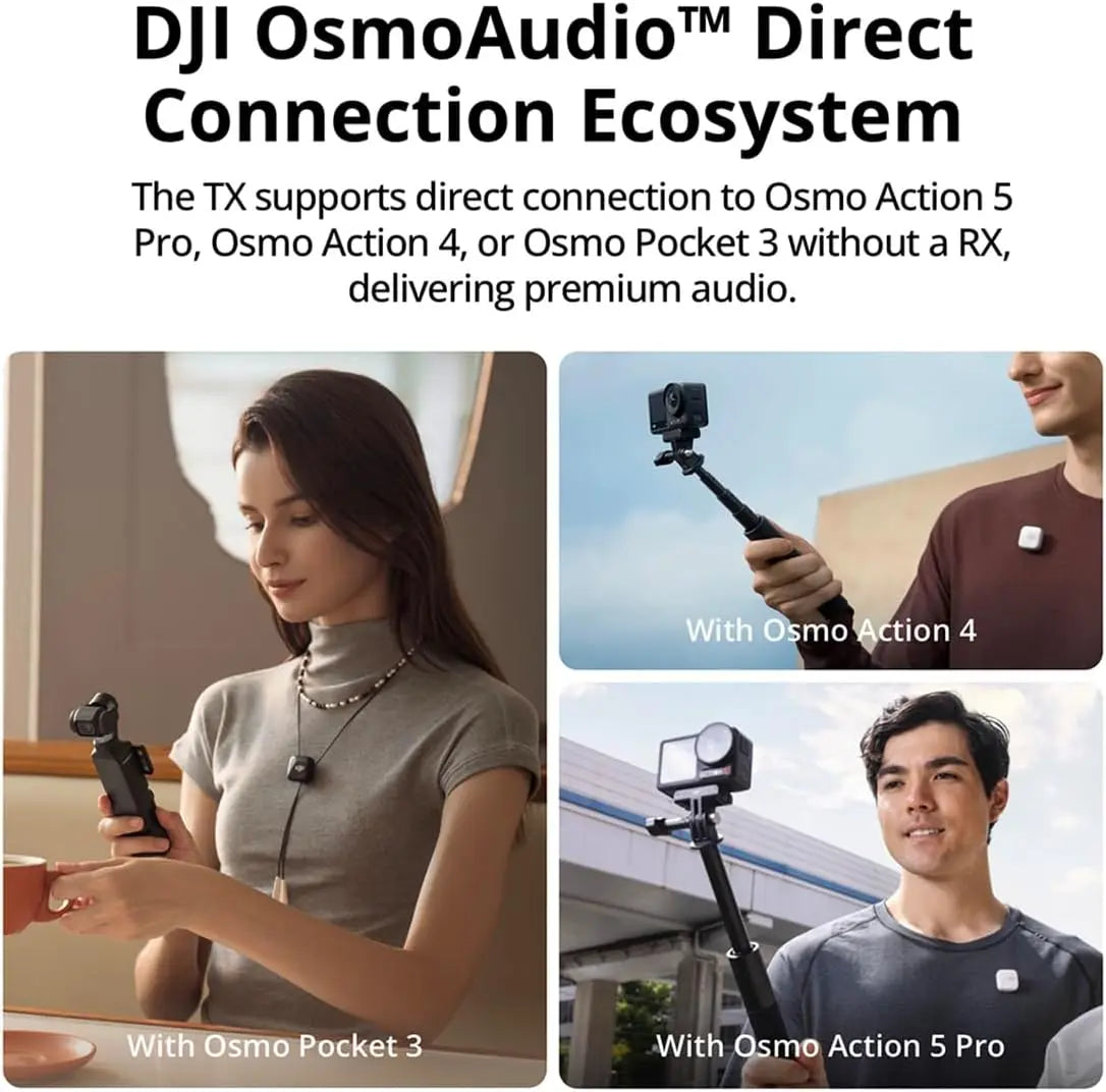 DJI Mic Mini (1 TX + 1 RX), Wireless Lavalier Microphone for Iphone/Camera/Android, Ultralight, Detail-Rich Audio, Noise Cancelling, Automatic Limiting, Vlog, Streaming, 400M Transmission