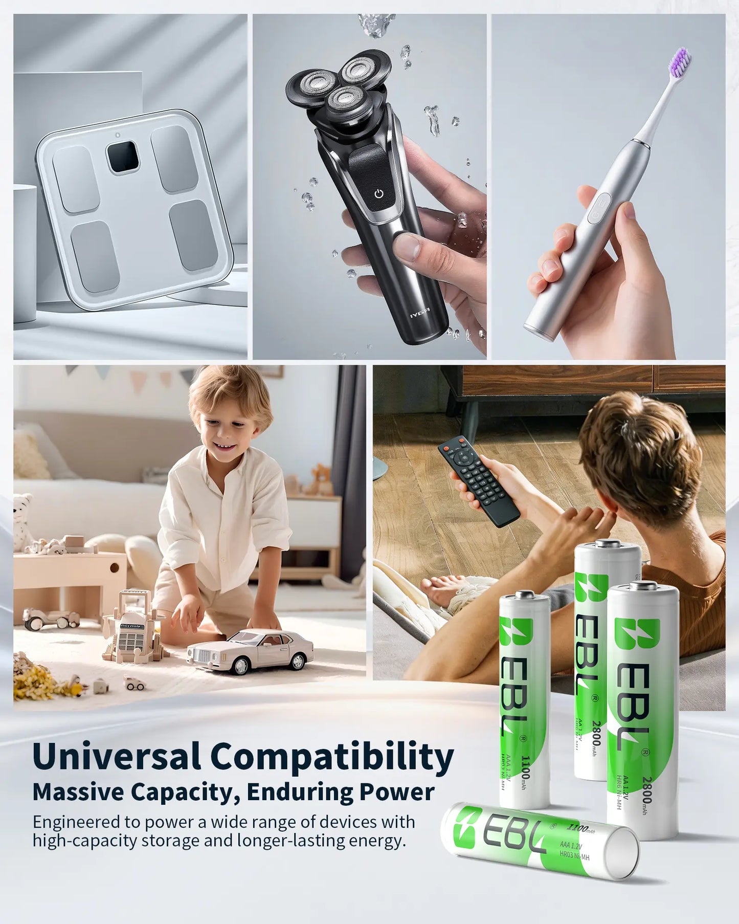 EBL AA AAA Rechargeable Batteries with Upgraded 808 Individual Charger, 1.2V 2800Mah Double a Batteries,Long Lasting Recharerble AA AAA Ni-Mh Battery with Integrated Charing Storage Box
