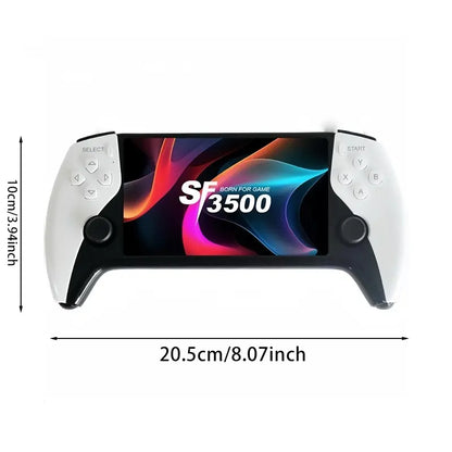 SF3500 Retro Handheld Game Console - Performance Upgrade: a Handheld Game Console Made for Gaming with a HD 5.5-Inch IPS Screen, Featuring Multiple Games, Classic Video Game Support for TV Connection, 14+ Emulators, and 5-Hour Battery Life.