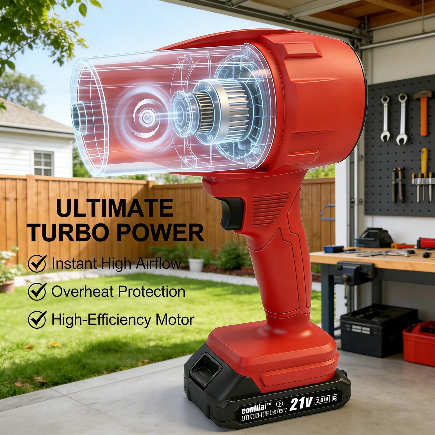 Cordless Turbo Super Power Air Duster 21V Blower One-Touch Clean Cordless & Powerful Handheld Powerfuldryer Aircraft Engine Design