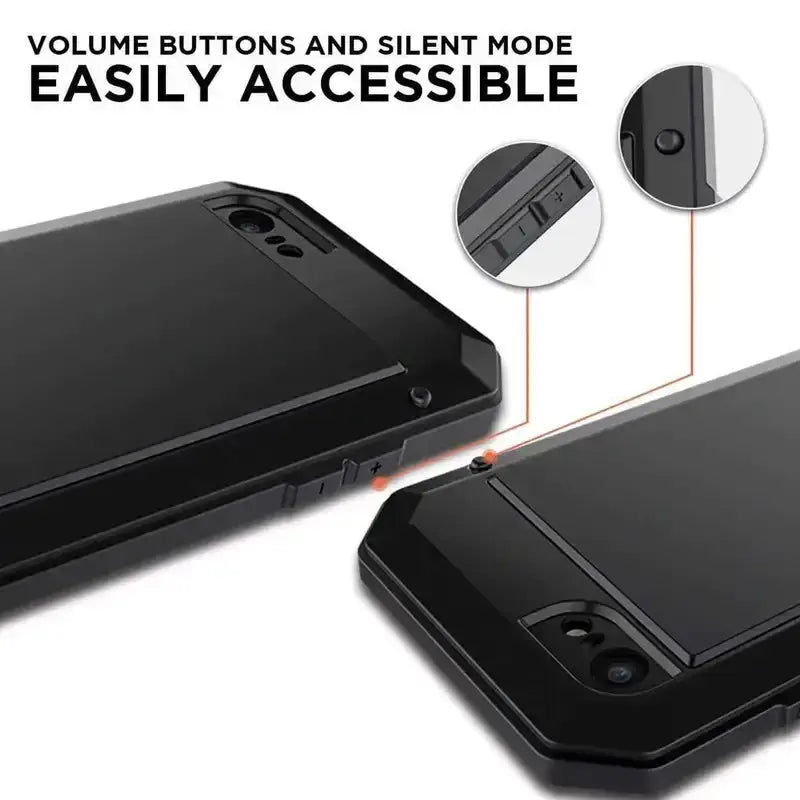 Military Grade Metal Armor Case for Iphone 17 Air/17/16/15/14/13/12/11 Pro Max, Heavy Duty Full Body Shockproof Cover with Built-In Screen Protector, Rugged Protective Phone Case