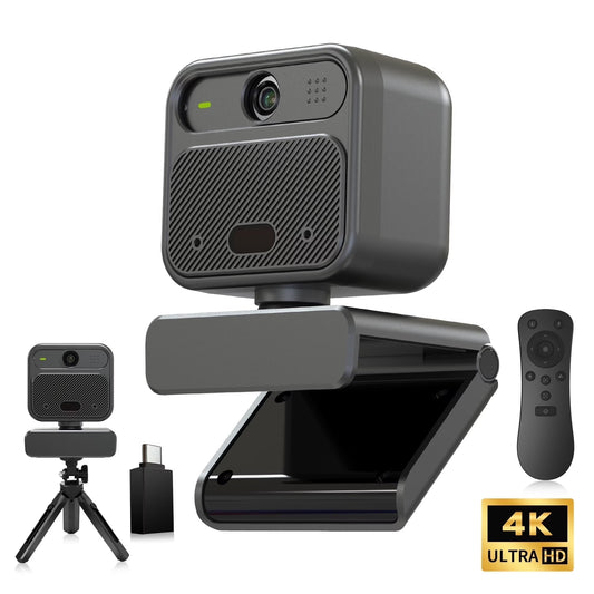 4K EPTZ Webcam with Zoom Remote, Privacy Cover, Tripod, Dual Microphones for Streaming & Conference