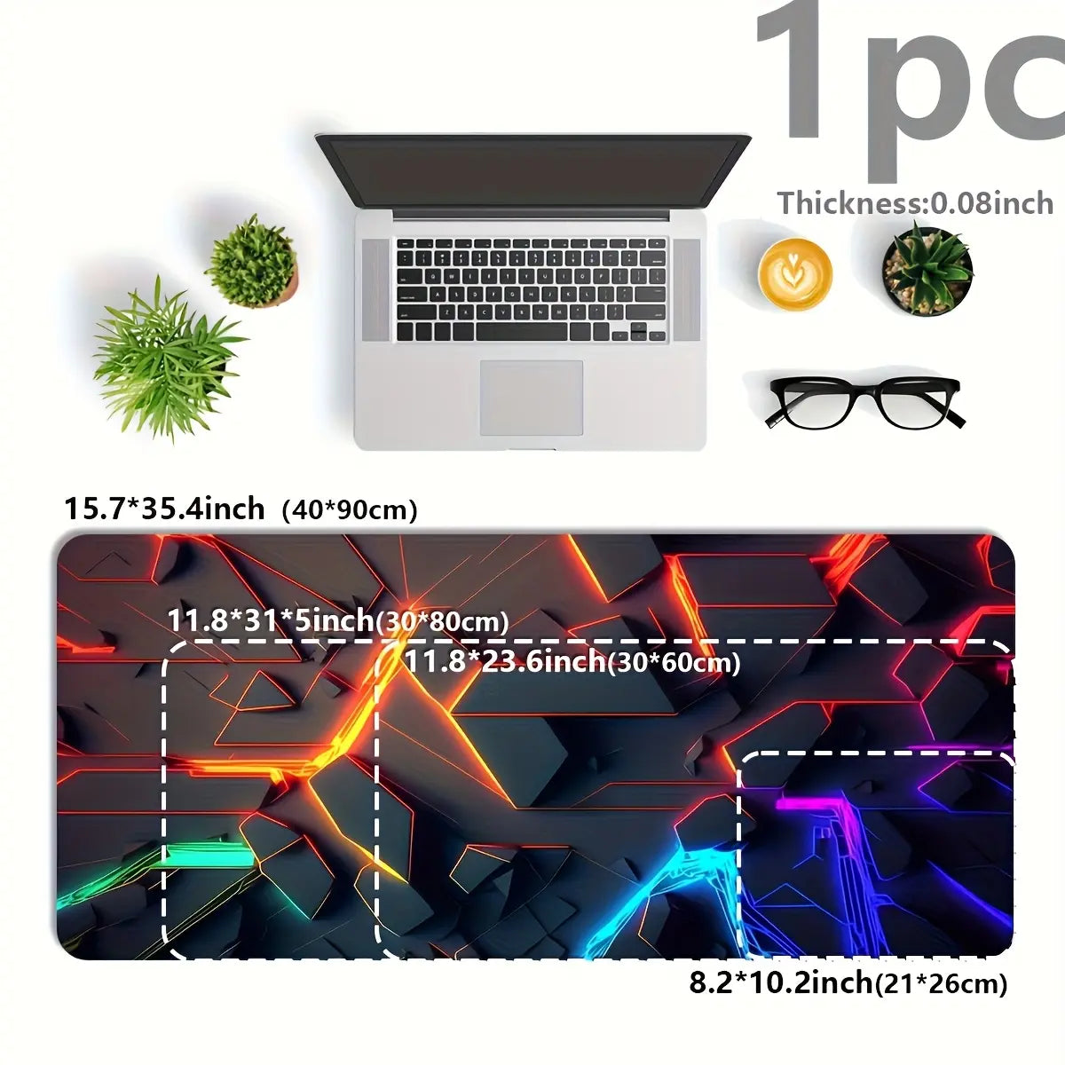 Ergonomic Premium Multipurpose Mouse Pad - 60X35Cm Multi-Size Desktop Accessory with 3D Lines, Durable Lighting, Precision-Stitched Edges, Non-Slip Backing (XL, XXL) for Gaming, Office Laptops, Gaming Items, Ergonomic Mouse Pad