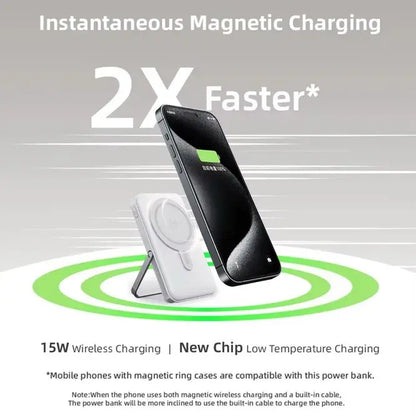 Movolt 10000Mah Wireless Fast Charging PD22.5W 4 Cables Digital Display Holder Mini Power Bank with Stand Display Foldable