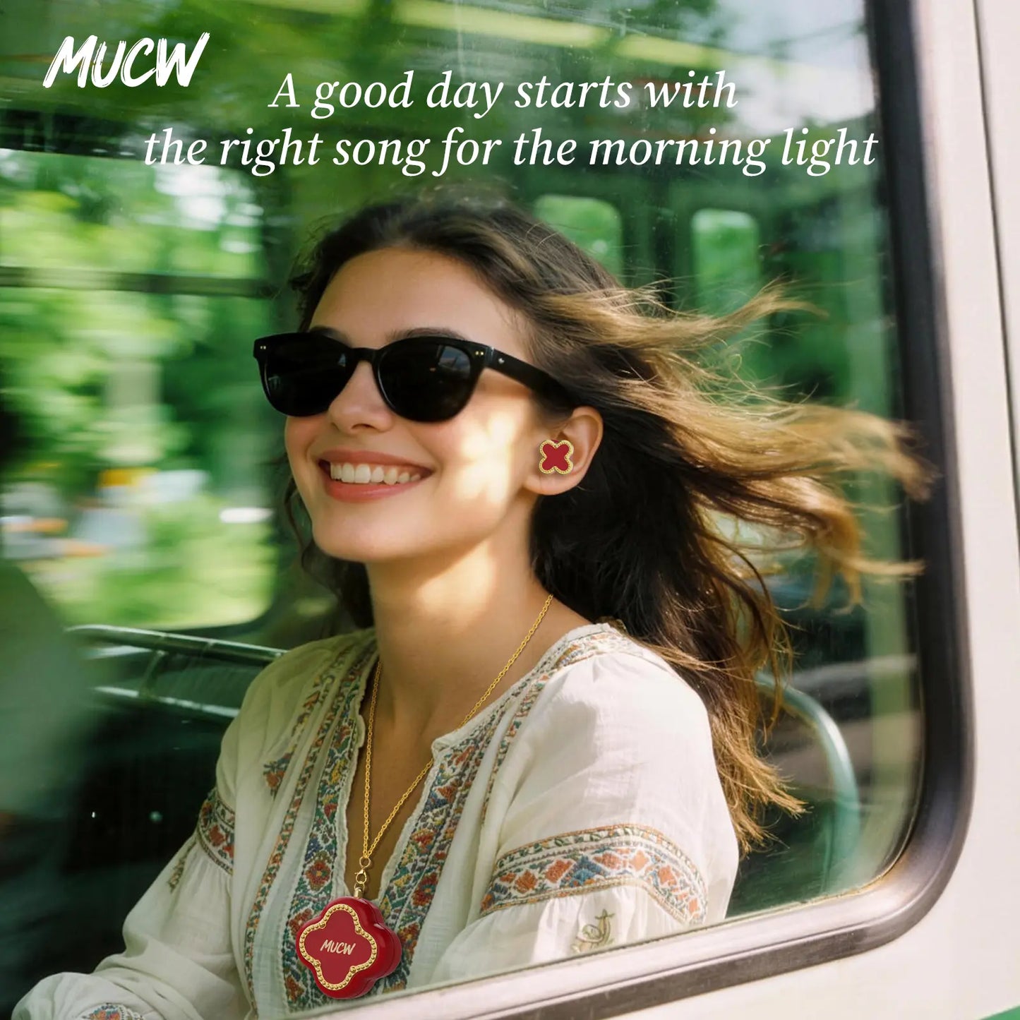 MUCW Four-Leaf Clover Wireless In-Ear Earbuds Bluetooth 6.0 Noise Reduction for Calls Long Battery Life Compatible with Android and Ios Ideal Gift for Girls Designed Specifically for Women