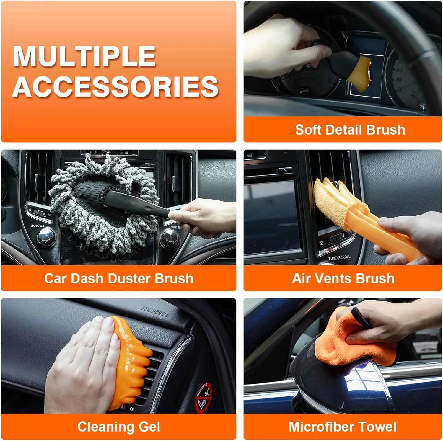 【Fathersdaygift] Car Cleaning Kit 19Pcs, Car Interior Detailing Kit with 12000PA High Power Handheld 12V Corded Vacuum, Detailing Brush Set, Cleaning Gel, Complete Car Vacuum Cleaner with Storage Bag for Men & Women