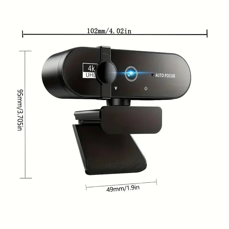 4K/1080P Network Camera with Privacy Cover, Auto Focus, Automatic Exposure, USB Webcam, 360° Rotating Universal Compatibility