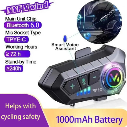New Y10 Motorcycle Helmet Headphone, Motorcycle Accessory, Bluetooth-Compatible Voice Control, Waterproof, Rechargeable Battery, Long Lasting, Suitable for All Helmets