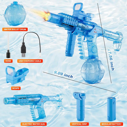 Zrunbo Electric Water Gun for Kids & Adults – Automatic Water Blaster with LED Flame Effect, 28-32 FT Long Range Water Blasters for Kids Adults Outdoor Summer Swimming Pool Game Toys Birthday Gift Outdoorfun Summervibes