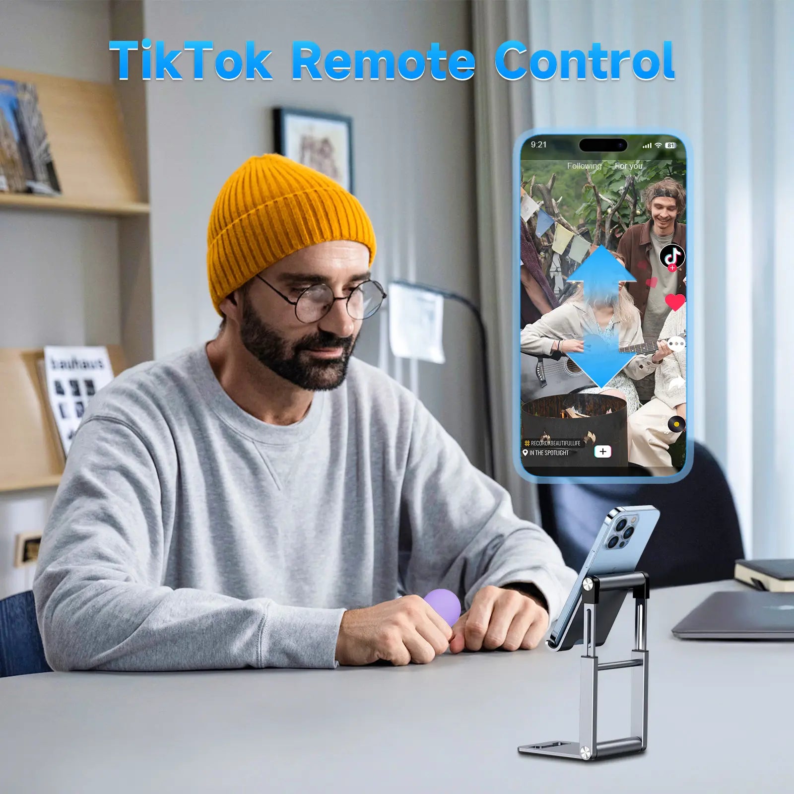 SEANCHEER R1 Tiktok Scrolling Remote Control for Phone, Page Turner for Kindle App, Camera Shutter Controller for Photo and Video, Connect via Bluetooth, USB-C Charging