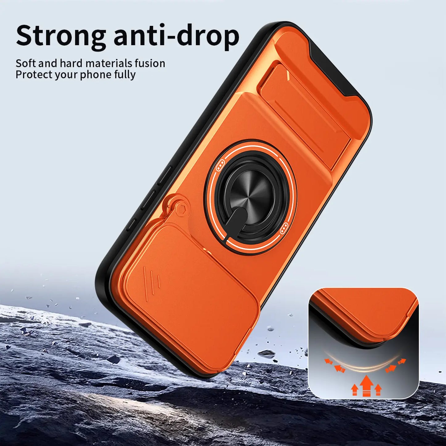 OREKROY Magnetic Case for Iphone 17 Pro Max 16/15/14/13/12 Pro Max ,Slide Camera Cover, 360° Rotating Ring Stand, Magsafe Compatible,Military-Grade Shockproof Protective Cover, Heavy Duty Rugged Armor Drop Protection Kickstand Case for Hands-Free Viewing