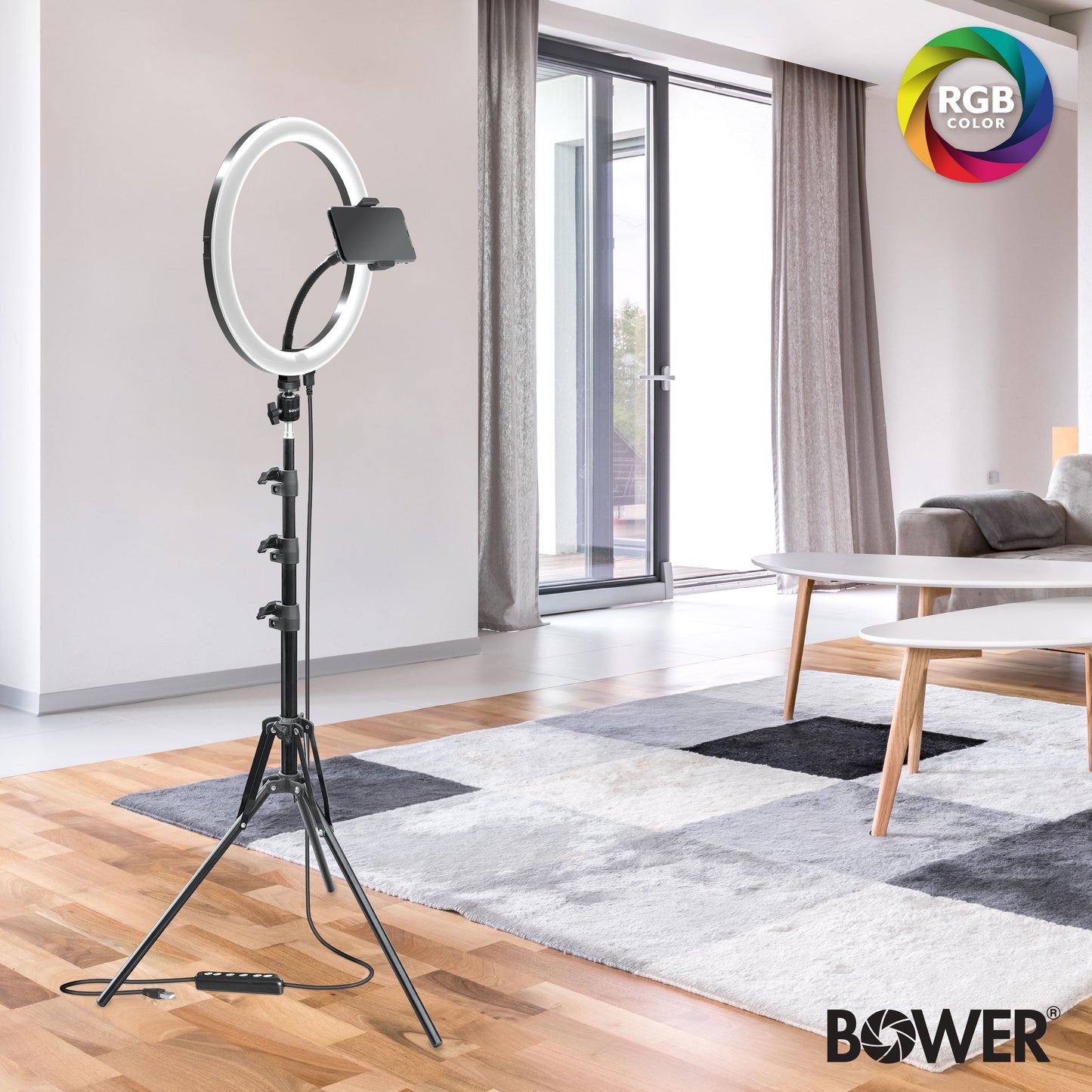 12-Inch LED RGB Ring Light Studio Kit with Special Effects; Black
