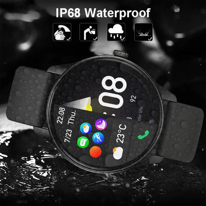 New Female Smartwatch, 1.53-Inch Full-Touchscreen Fitness Tracker, Capable of Answering Calls, Heart Rate and Blood Oxygen Monitor, IP68 Waterproof, Sleep and Activity Tracking Smartwatch, Compatible with Iphone and Android Phones, Fan