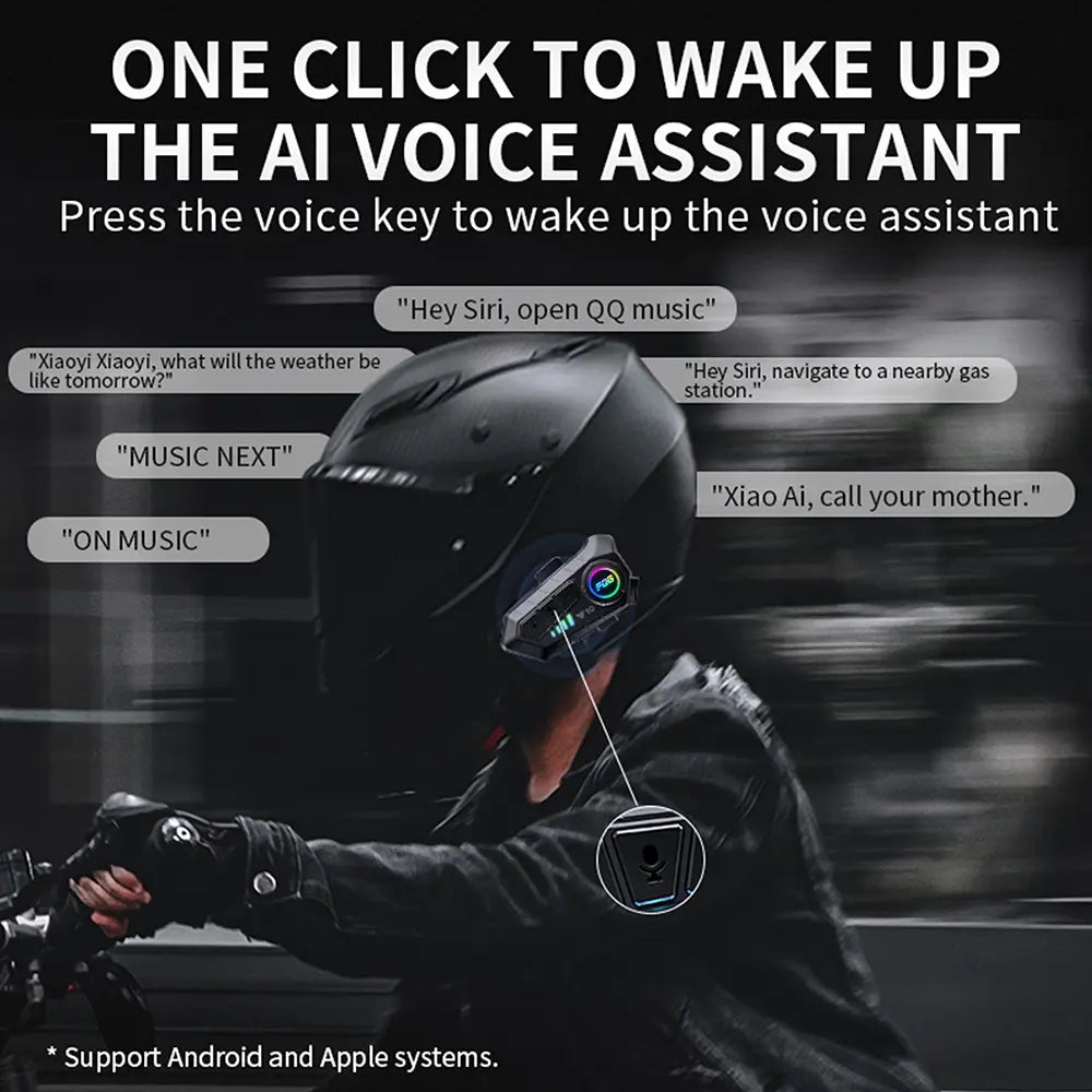 New Y10 Motorcycle Helmet Headphone, Motorcycle Accessory, Bluetooth-Compatible Voice Control, Waterproof, Rechargeable Battery, Long Lasting, Suitable for All Helmets