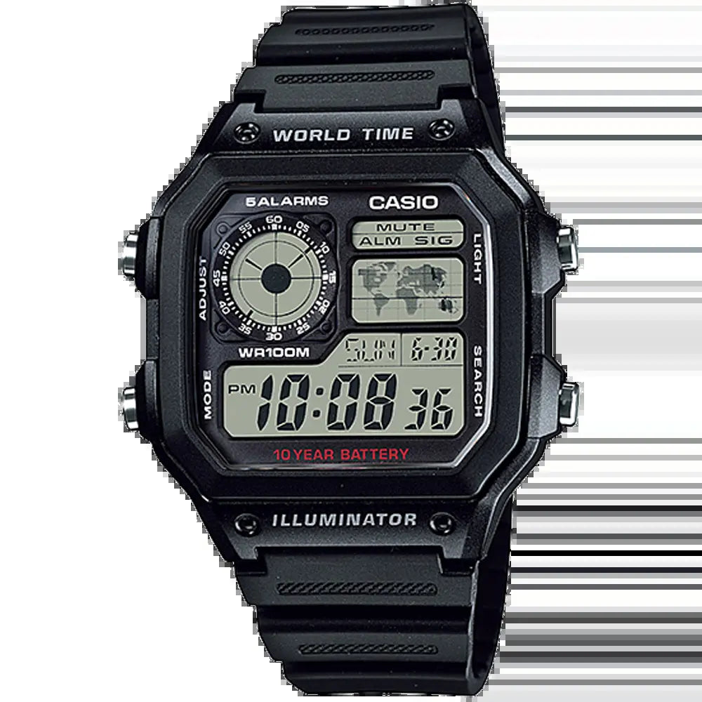 AE1200 | World Time Digital Watch | CASIO