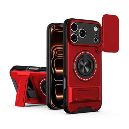 OREKROY Magnetic Case for Iphone 17 Pro Max 16/15/14/13/12 Pro Max ,Slide Camera Cover, 360° Rotating Ring Stand, Magsafe Compatible,Military-Grade Shockproof Protective Cover, Heavy Duty Rugged Armor Drop Protection Kickstand Case for Hands-Free Viewing