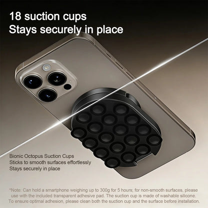 Tripod for Iphone & Magnetic Phone Mount, 360° Foldable Suction Cup Stand Holder for Content Creators Flexible Stand for Iphone 17/16/15/14/13/12 & All Phones, 180°Adjustable Phone Side Mount for Monitors for Tesla (Black)