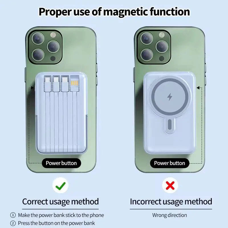 Movolt 10000Mah Wireless Fast Charging PD22.5W 4 Cables Digital Display Holder Mini Power Bank with Stand Display Foldable