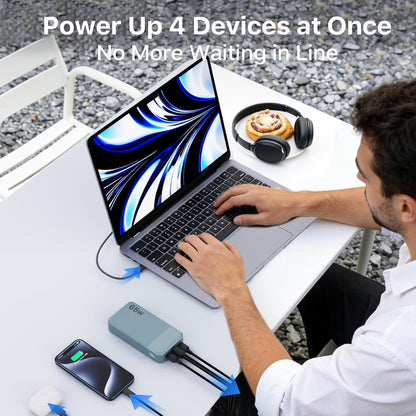 65W 20000mAh Portable Power Bank with Fast Charging, Dual USB-C and USB-A Ports, Digital Display, Ideal for Laptops, Tablets, and Smartphones