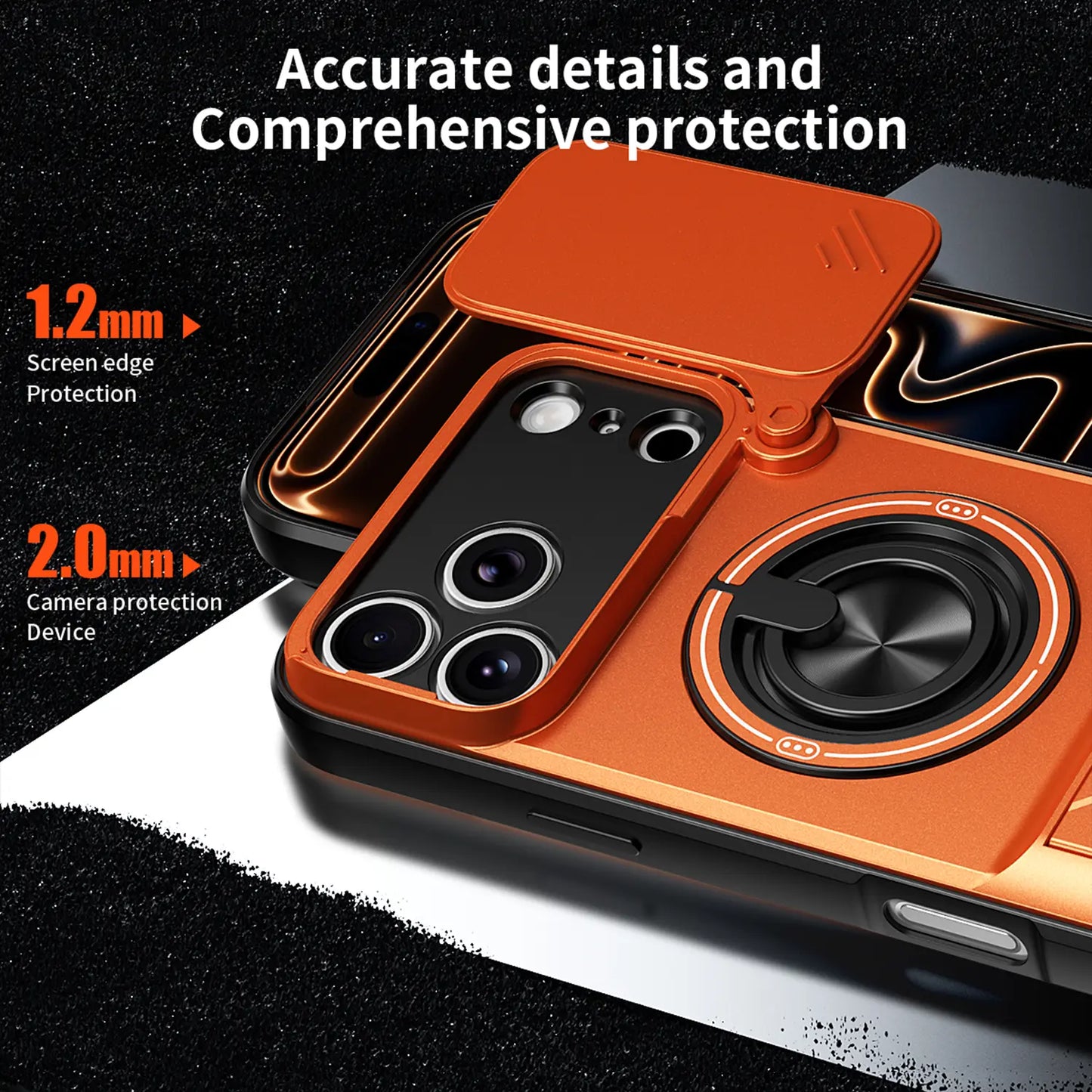 OREKROY Magnetic Case for Iphone 17 Pro Max 16/15/14/13/12 Pro Max ,Slide Camera Cover, 360° Rotating Ring Stand, Magsafe Compatible,Military-Grade Shockproof Protective Cover, Heavy Duty Rugged Armor Drop Protection Kickstand Case for Hands-Free Viewing
