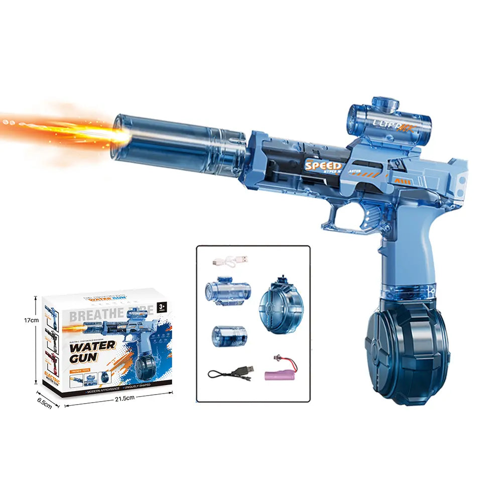 #Summervibes Ultimate Battle Electric Water Gun, Automatic Powerful Water Blaster with LED Glowing Muzzle, 320Cc Large Capacity, 32FT Long Range, Summer Outdoor Shooting Toy for Kids & Adults Beach Pool Party