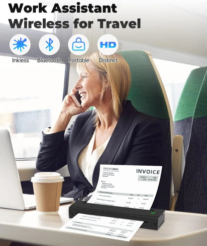 Portable Wireless Thermal Printer, Inkless US Letter Printer for Travel, Truck, RV, Mobile Office, Home Office, Bluetooth Phone Printing