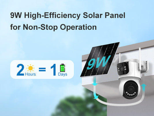 Cámara de Seguridad Solar 24H — Battery-Powered WiFi PTZ 6X Zoom | IA 99% Precisión, Grabación Continua AOV 24H