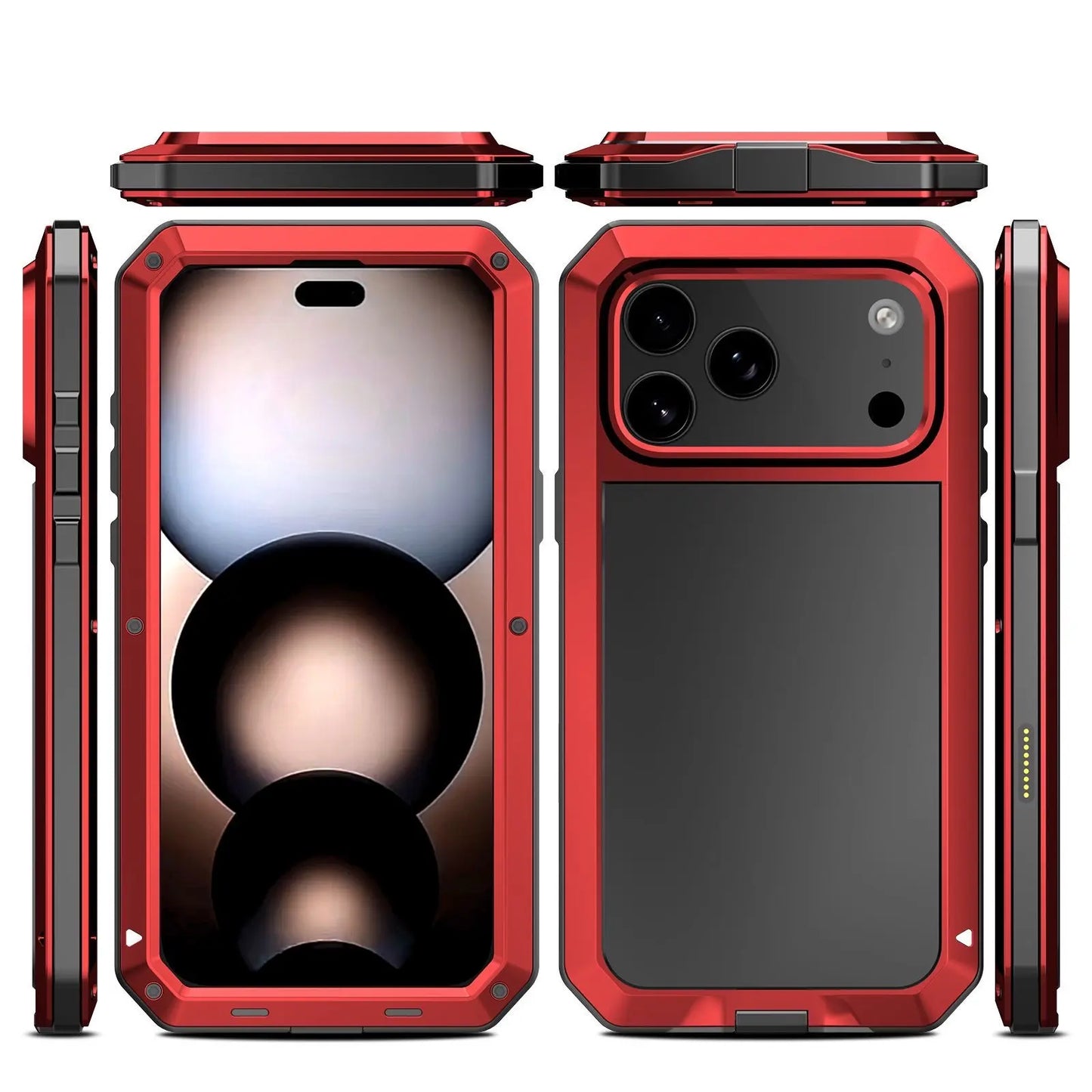 Military Grade Metal Armor Case for Iphone 17 Air/17/16/15/14/13/12/11 Pro Max, Heavy Duty Full Body Shockproof Cover with Built-In Screen Protector, Rugged Protective Phone Case