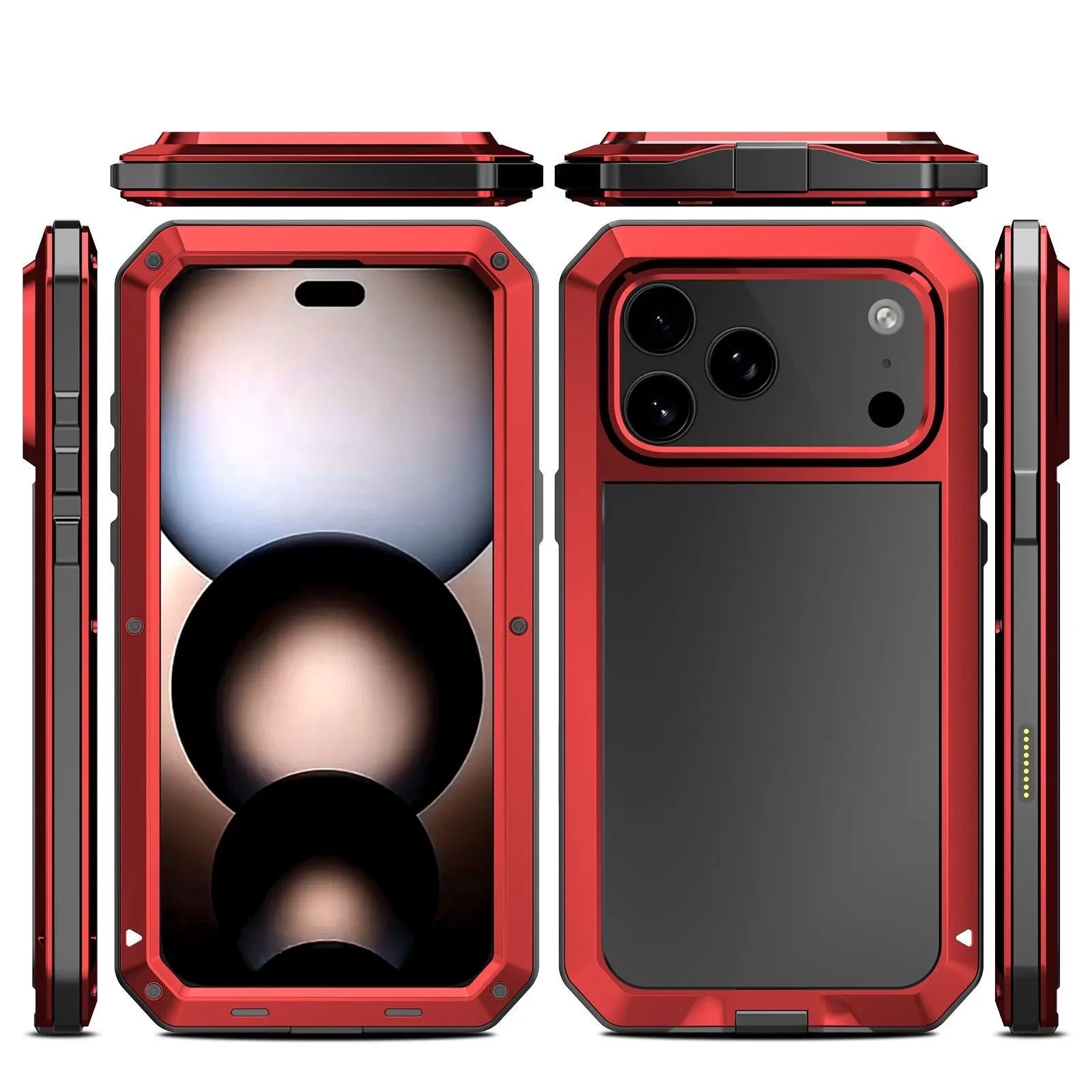 Military Grade Metal Armor Case for Iphone 17 Air/17/16/15/14/13/12/11 Pro Max, Heavy Duty Full Body Shockproof Cover with Built-In Screen Protector, Rugged Protective Phone Case