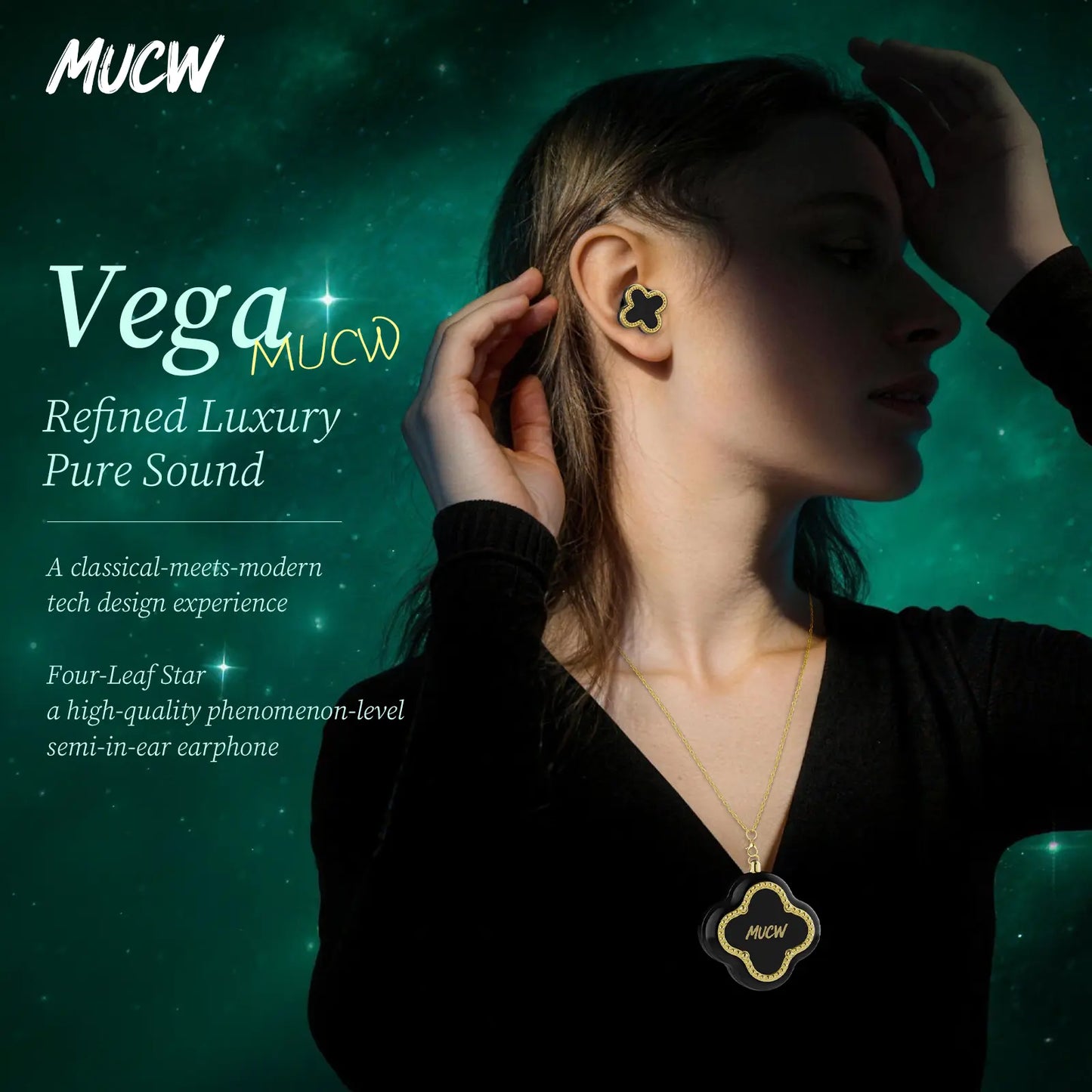MUCW Four-Leaf Clover Wireless In-Ear Earbuds Bluetooth 6.0 Noise Reduction for Calls Long Battery Life Compatible with Android and Ios Ideal Gift for Girls Designed Specifically for Women