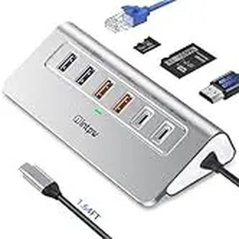 Intpw P9R PRO 10-In-1 USB C Docking Station 10Gbps 4K@60Hz HDMI Ethernet 100W PD SD TF for Laptop Iphone 17 Mac