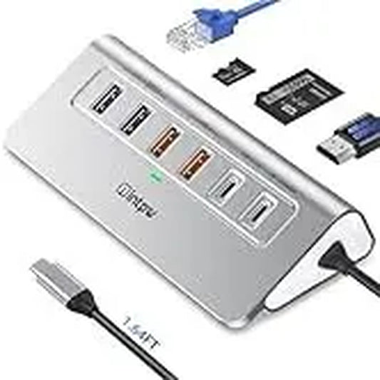 Intpw P9R PRO 10-In-1 USB C Docking Station 10Gbps 4K@60Hz HDMI Ethernet 100W PD SD TF for Laptop Iphone 17 Mac